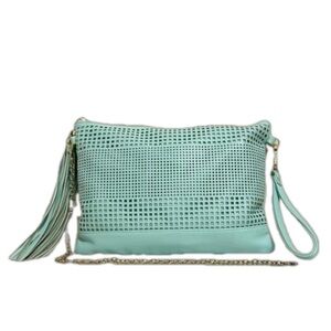 Kelly & Katie Baby Blue Faux Leather Shoulder Bag/Large Wristlet